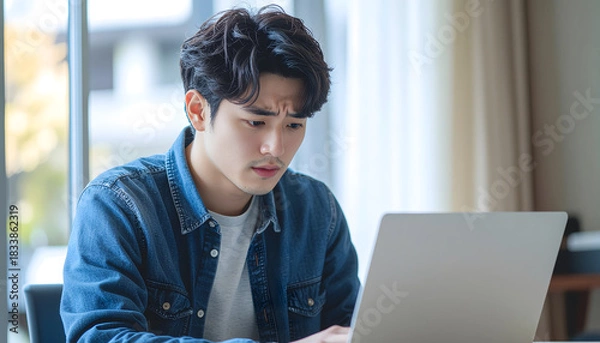 Obraz PCの前で悩む男性