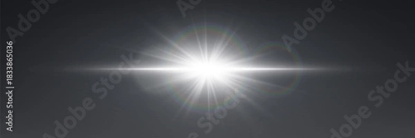 Obraz Camera and lens light, star flash. Vector illustration