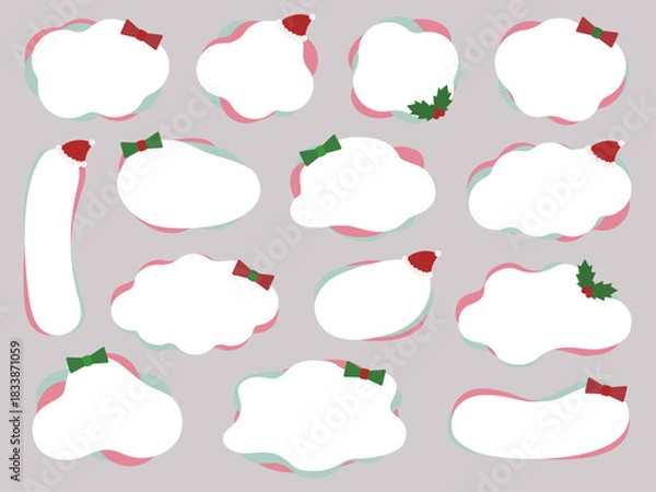 Obraz クリスマスの飾りのイラストがついた可愛いフレームのセット