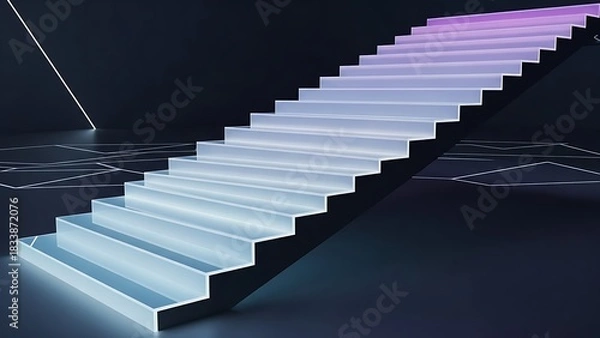 Fototapeta “smooth neon multi-line flow, glowing color streams, futuristic tech motion background