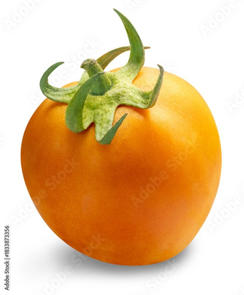 Fototapeta Fresh Yellow ripe tomato isolated on white background with clipping path.