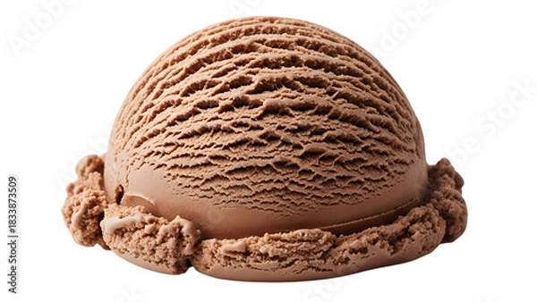 Fototapeta Single scoop of chocolate ice cream isolated on transparent background