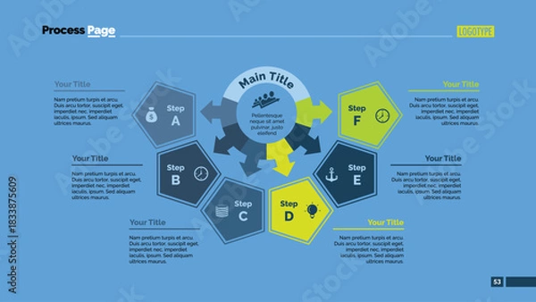 Obraz Six Pentagon Options Slide Template
