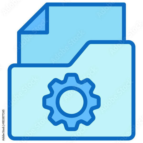 Fototapeta File Settings Blue Fill Outline Icon Design Vector - folder with a document and gear, symbolizing file settings, configuration, or document management options