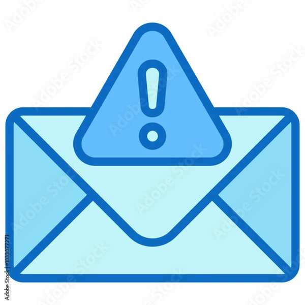 Fototapeta Warning Mail Blue Fill Outline Icon Design Vector - envelope with an exclamation mark representing an alert email, warning message, or urgent notification