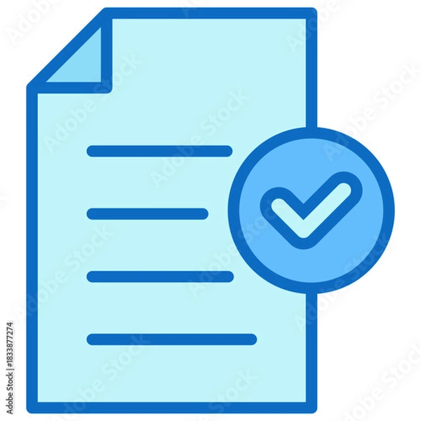Fototapeta Document Approved Blue Fill Outline Icon Design Vector - document with a checkmark symbol indicating approval, confirmation, or successful verification