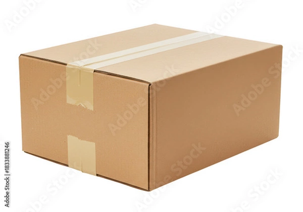 Fototapeta Cardboard box isolated on transparent background