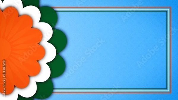 Fototapeta Tricolor Flower and Border for Patriotic India Background with Copy Space