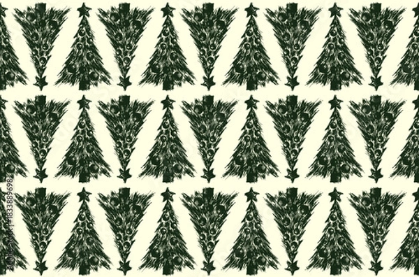 Obraz Seamless background with Christmas decorated tree.
