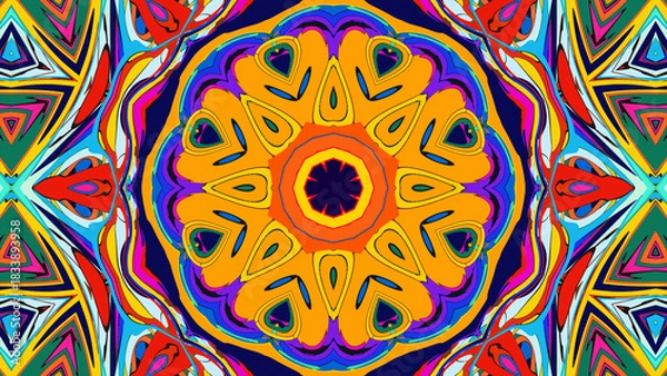 Obraz Psychedelic Spiral Kaleidoscope, Vibrant Symmetrical Pattern
