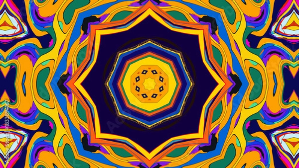 Obraz Psychedelic Spiral Kaleidoscope, Vibrant Symmetrical Pattern