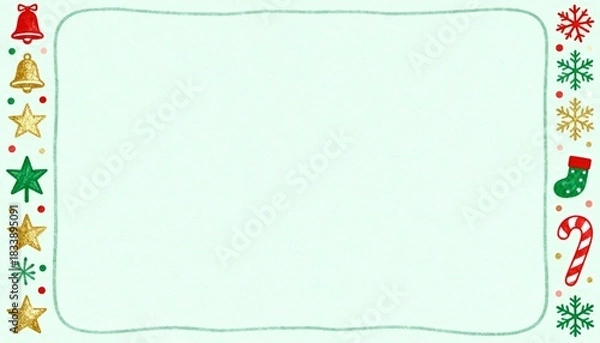 Fototapeta Festive Christmas Doodle Frame with Simple Icons and Decorative Elements for Holiday Use