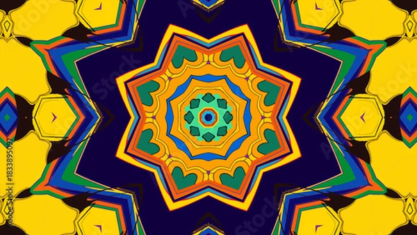 Obraz Psychedelic Spiral Kaleidoscope, Vibrant Symmetrical Pattern