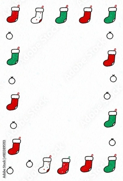 Fototapeta Whimsical Christmas Doodle Frame with Simple Stocking Icons for Holiday Celebrations and Festive Messages