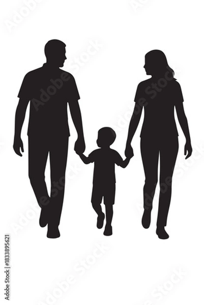 Obraz Simple walking parents silhouette suitable for gentle lifestyle vector artwork.