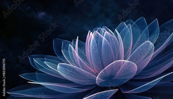 Fototapeta Elegant Digital Lotus Flower with Soft Pink and Blue Petals in Space Background