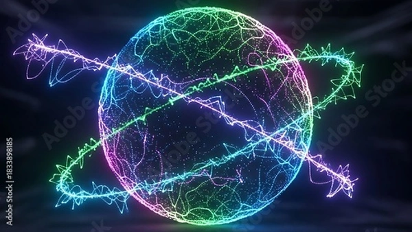 Obraz “high-tech blue mandala circle with intricate neon geometry, symmetrical digital pattern, glowing futuristic fractal structure