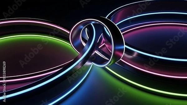 Obraz “high-tech blue mandala circle with intricate neon geometry, symmetrical digital pattern, glowing futuristic fractal structure