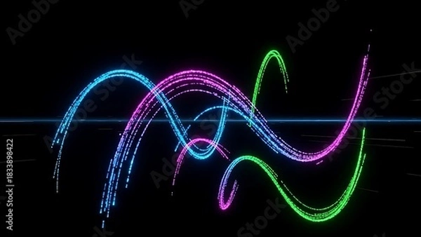 Obraz “circular burst of bright neon rays forming radiant sci-fi energy field, glowing digital light rings and dynamic motion lines