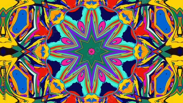 Obraz Psychedelic Kaleidoscope Background, Trippy Abstract Visuals