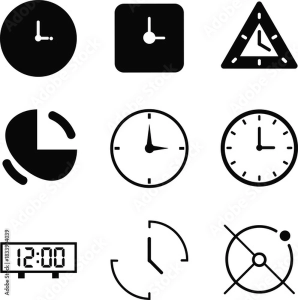 Fototapeta Clock and Time Icons vector illustration