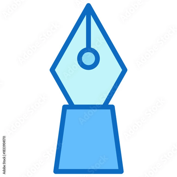 Fototapeta Pen Nib Blue Fill Outline Icon Design Vector - fountain pen nib symbolizing writing, drawing, and creativity