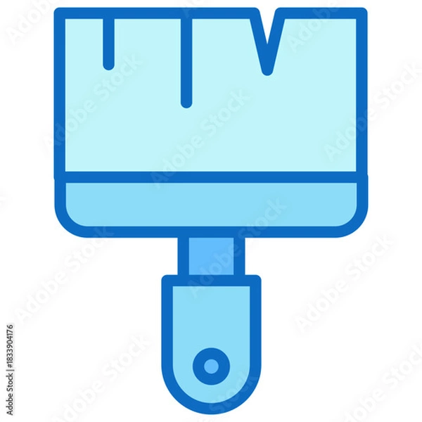 Fototapeta Paint Brush Blue Fill Outline Icon Design Vector - flat paint brush representing creativity, art, and coloring tools