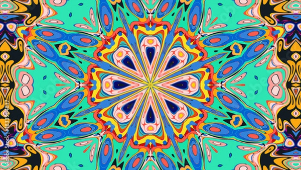 Obraz Psychedelic Kaleidoscope Background, Trippy Abstract Visuals
