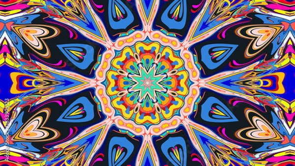 Obraz Psychedelic Kaleidoscope Background, Trippy Abstract Visuals