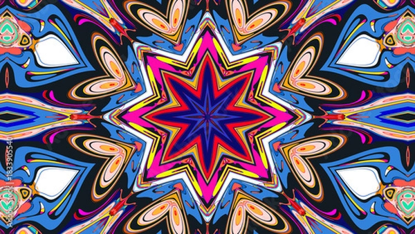 Obraz Psychedelic Kaleidoscope Background, Trippy Abstract Visuals