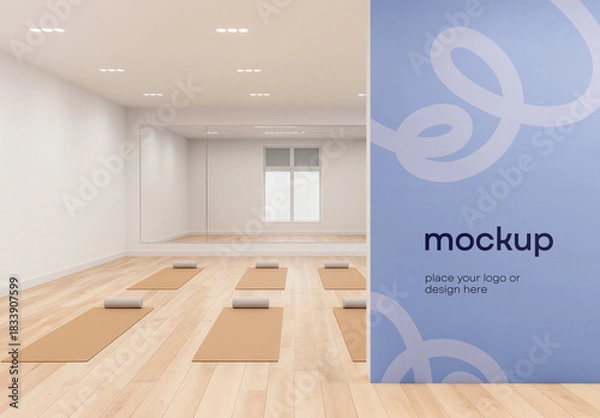 Obraz Yoga Studio Wall Display Mockup Template – Clean Minimal Interior