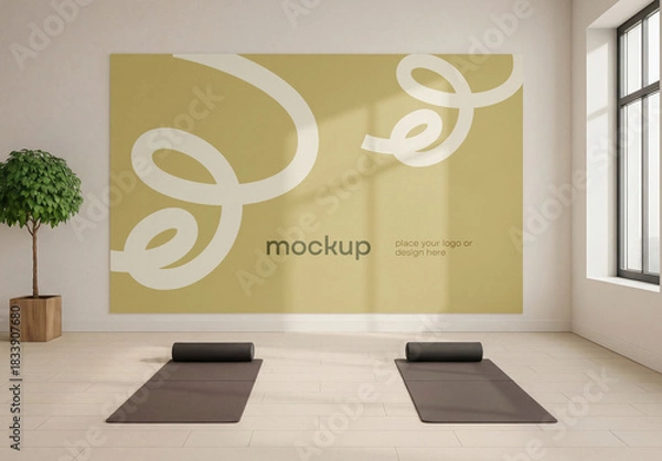 Obraz Yoga Studio Wall Mockup Template – Bright Minimal Interior Display
