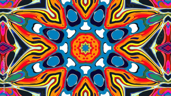 Obraz Psychedelic Kaleidoscope Background, Trippy Abstract Visuals