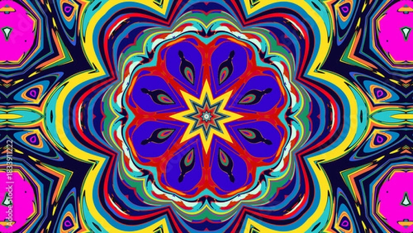 Obraz Psychedelic Kaleidoscope Background, Trippy Abstract Visuals