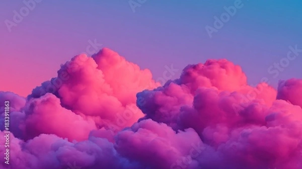 Fototapeta Tranquil horizon with vibrant sunset cloudscape serene abstract sky in violet and purple tones