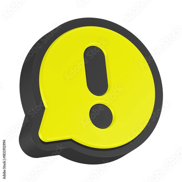 Fototapeta 3d rendering icon alert yellow bubble button