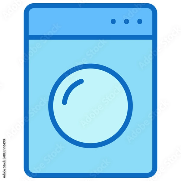 Fototapeta Washing Machine Blue Fill Outline Icon Design Vector - front load washing machine symbol representing laundry, cleaning, or household chores