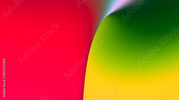 Fototapeta Vibrant abstract macro photograph capturing the bold red lush green and sunny yellow hues of a flower petal s surface.