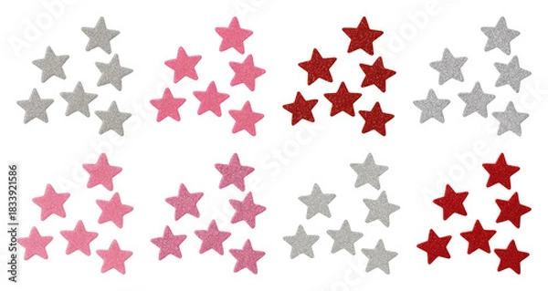Fototapeta PNG Colorful glittery star stickers, element set on transparent background