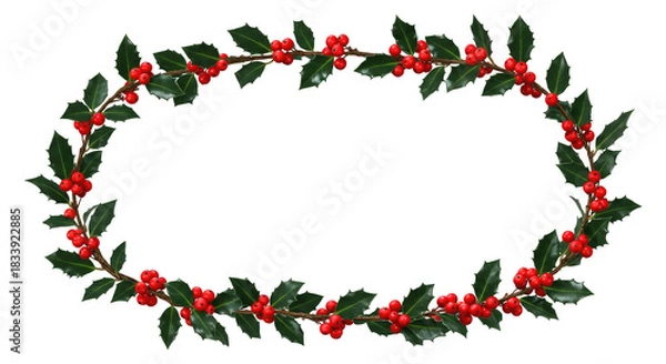 Obraz Decorative Christmas Border with Copy Space for Greeting Cards Isolated on Transparent PNG Background.
