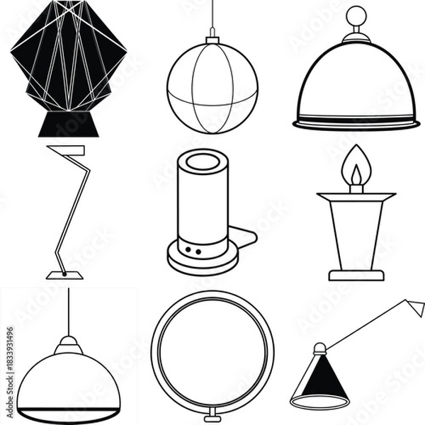 Fototapeta Modern abstract geometric lamp design with intersecting lines