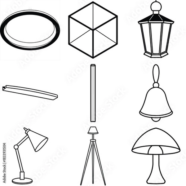 Fototapeta Abstract circular ring lamp with central light fixture