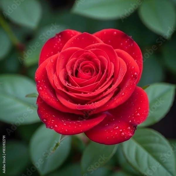 Fototapeta red rose with water drops