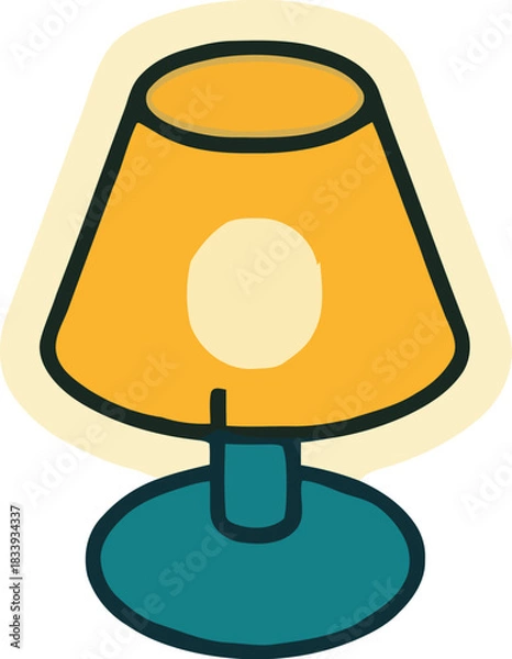 Fototapeta Simple illustration of a glowing table lamp isolated on
