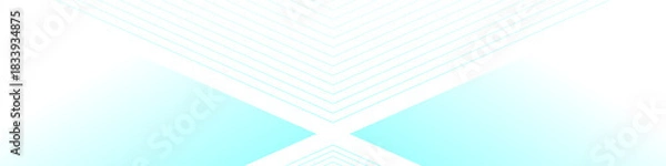 Fototapeta White abstract banner with light blue triangular pattern, cross shape, modern geometric texture, diagonal rays and angles