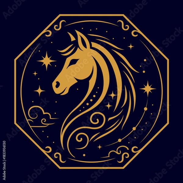 Obraz Golden Celestial Horse Emblem
