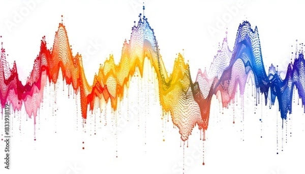 Fototapeta A vibrant, multi-colored, abstract wave-like form against a bright white background