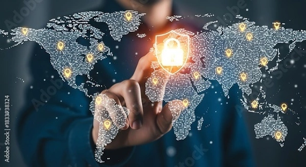 Obraz Global Network Security and Digital Protection Concept