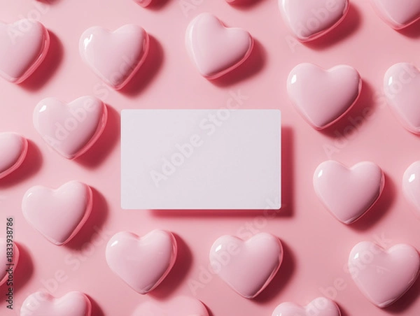 Fototapeta Love-themed backdrop with blank message card