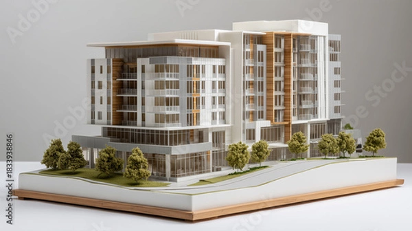 Fototapeta Minimal modern building mockup architectural concept